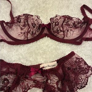 Agent Provocateur Burgundy Jayce Bra and Garter Set